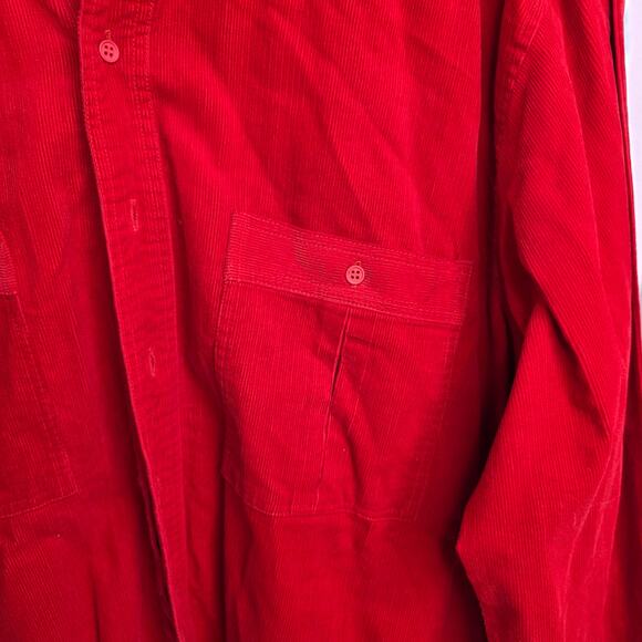 Expressions, Vintage 90's Red Corduroy Long Sleeve Button-Up, Mens, XL - Picture 4 of 8